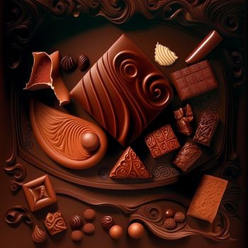 illustration of beautiful chocolate platter. High quality illustration