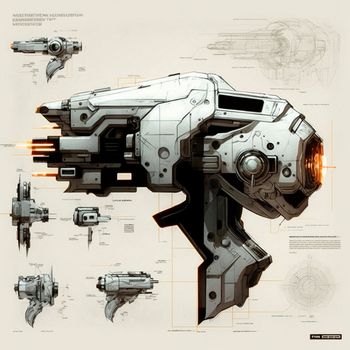 Sketch of a futuristic weapon. High quality illustration