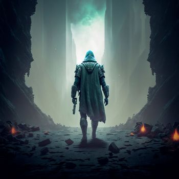 A man in armor and a cloak. High quality illustration