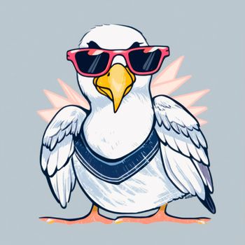 Seagull in sunglasses. High quality illustration