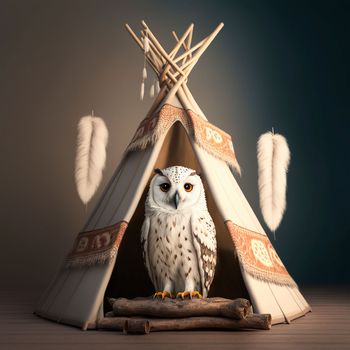 Light owl on tippi background. High quality illustration