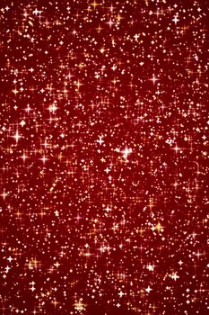 Luxury, magic and happy holidays background, golden sparkling glitter, gold stars and magical glow on festive red backdrop texture for Christmas, New Year and Valentines Day holiday designs