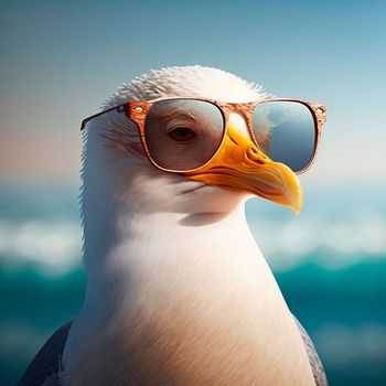 Seagull in sunglasses. High quality illustration