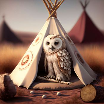 Light owl on tippi background. High quality illustration