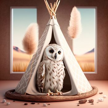 Light owl on tippi background. High quality illustration