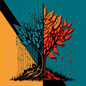 Abstract logo graphics with leaves. High quality illustration