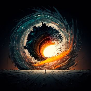 portal to another world, golden glow. High quality illustration