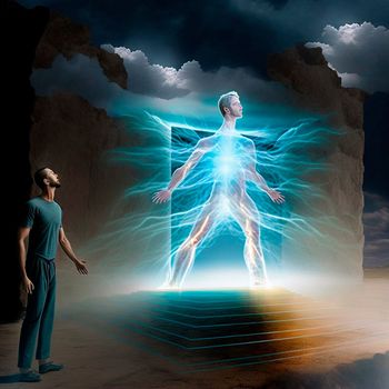 human holography, glow, becoming stronger, insight. High quality illustration