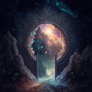 A beautiful portal to another world, a transition to another space, a portal between worlds. High quality illustration