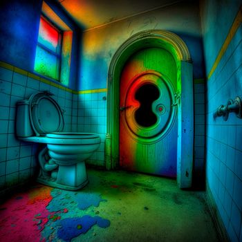 Toilet in fantasy and horro. High quality illustration