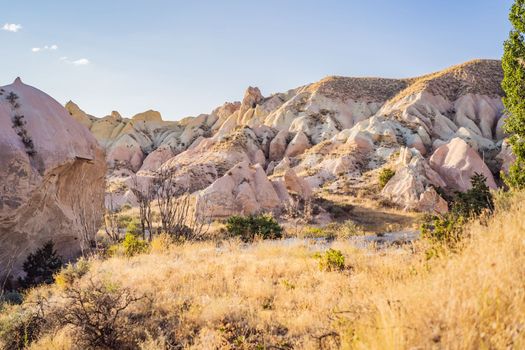 Meskendir Valley, Pink Valley. Cappadocia, Turkey. Travel to Turkey concept.