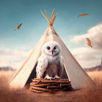 Light owl on tippi background. High quality illustration