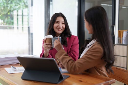 Group of business consultant working management big data and analyze financial document of company. account, finance, business concept.