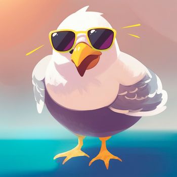 Seagull in sunglasses. High quality illustration