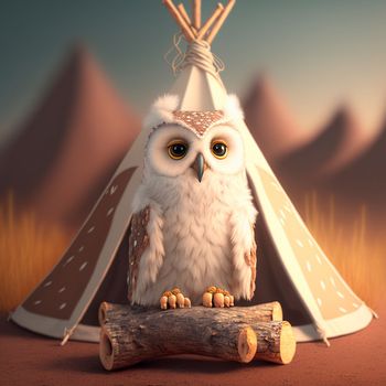 Light owl on tippi background. High quality illustration