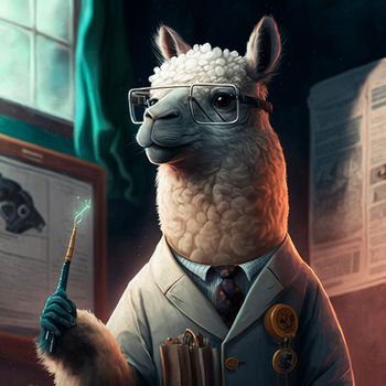 Alpaca wizard , magician with a wand