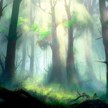 A fabulous mystical forest in the fog. High quality photo