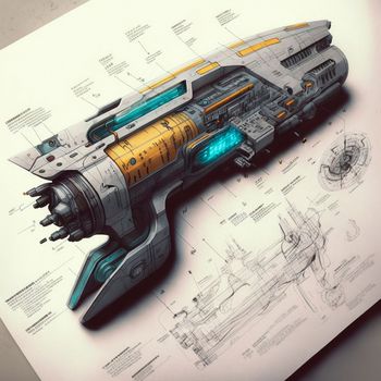 Sketch of a futuristic weapon. High quality illustration