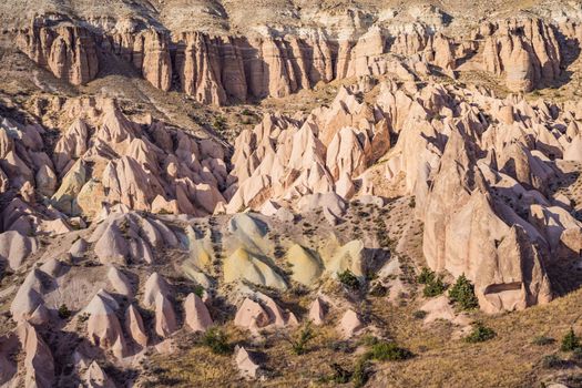 Meskendir Valley Pink Valley. Cappadocia Turkey. Travel to Turkey concept.