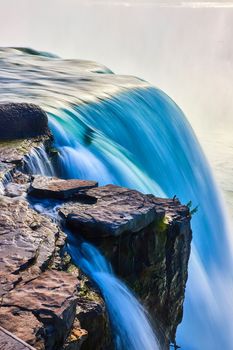 Image of Blurred waters of Horseshoe Falls from America at Niagara Falls