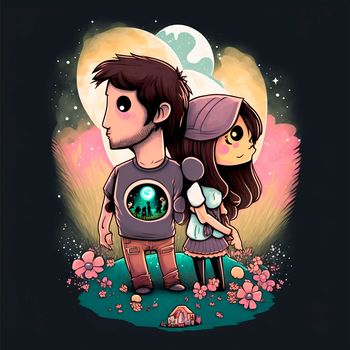 Two lovers, a boy and a girl. Design for Valentine's Day. High quality illustration