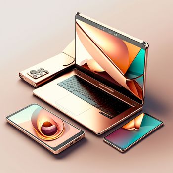 Image on tablet and phone side by side, graphics, graphic design. High quality illustration