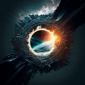 portal to another world, golden glow. High quality illustration