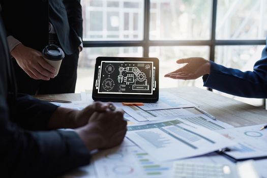 Close up Business team of financial analyze about company's graph profit. finance, strategy, meeting concept.