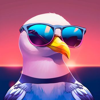 Seagull in sunglasses. High quality illustration