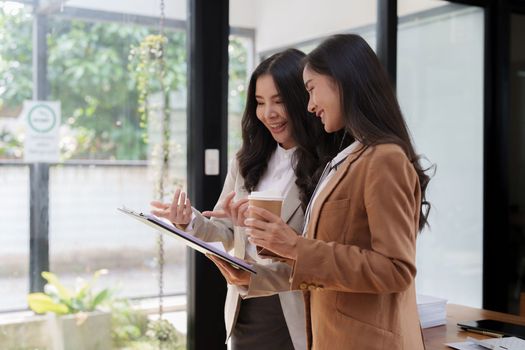 Group of business consultant working management big data and analyze financial document of company. account, finance, business concept.