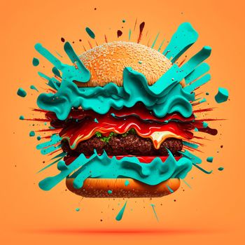 Bright and colorful burger image. High quality illustration