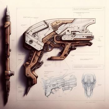 Sketch of a futuristic weapon. High quality illustration