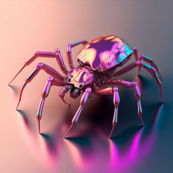 3d model of a pink and gold spider. Shiny , glossy figure. High quality illustration