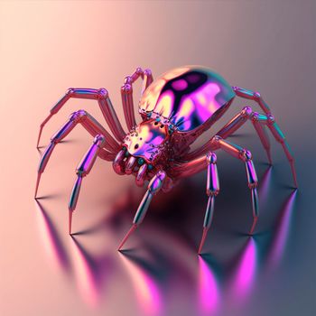 3d model of a pink and gold spider. Shiny , glossy figure. High quality illustration