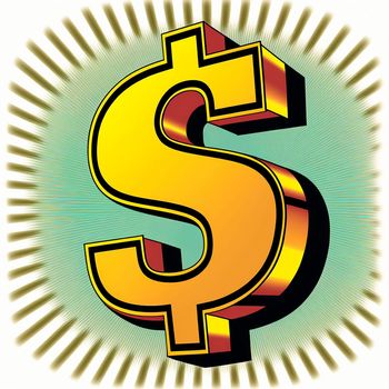 The image of the dollar symbol in the style of pop art. High quality photo