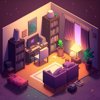 isometric image of the bedroom. High quality illustration