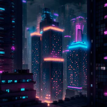 Beautiful futuristic city of the future, high technology city. High quality illustration