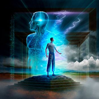 human holography, glow, becoming stronger, insight. High quality illustration