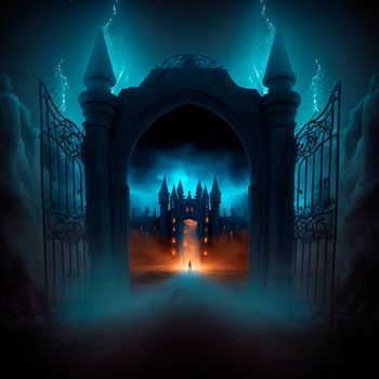 Scary Gothic gates in the style of fantasy. High quality illustration