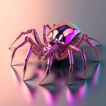 3d model of a pink and gold spider. Shiny , glossy figure. High quality illustration