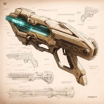 Sketch of a futuristic weapon. High quality illustration
