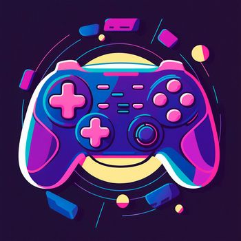A gamepad in the style of pop art and anime. High quality illustration