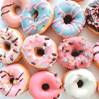 Background with donuts . High quality illustration