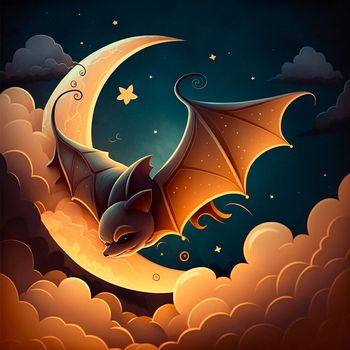 Cartoon image of a bat. High quality illustration
