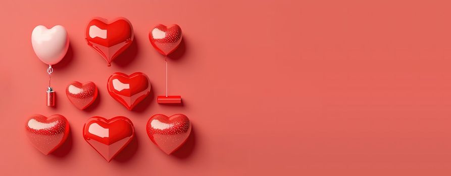 Valentine's Day banner with a striking red 3D heart shape