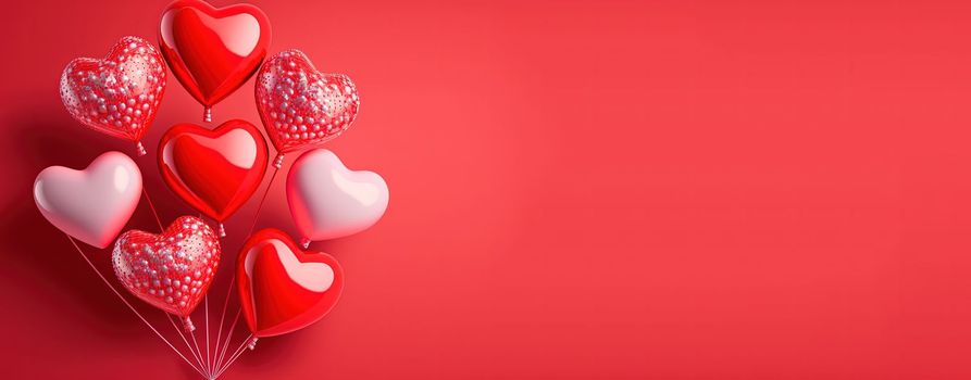 Valentine's Day banner background with a shining red 3D heart