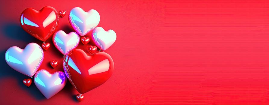 Valentine's Day banner background with a shining red 3D heart