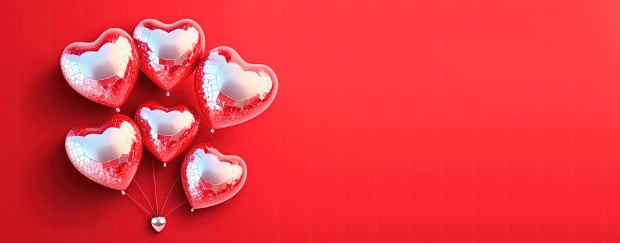 Valentine's Day banner background with a shining red 3D heart