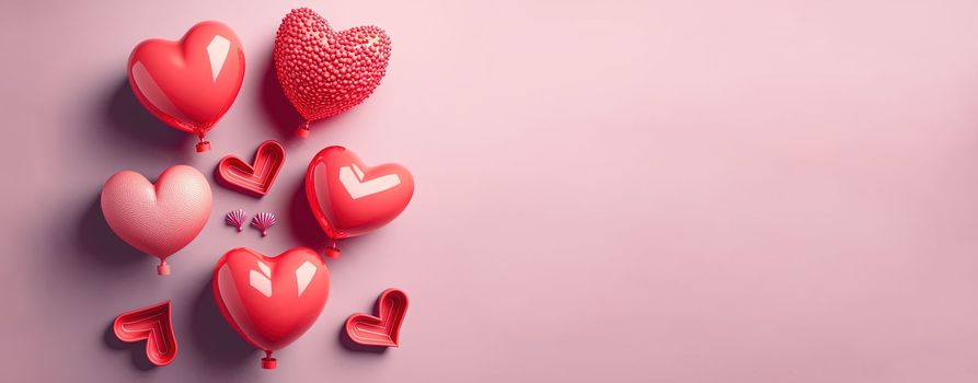 Valentine's Day banner with a sparkling red 3D heart