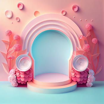 Luxury and elegant 3d display product with flower decorations